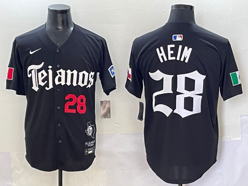 Men 2025 Texas Rangers #28 Heim Black Five generations Joint Name Nike MLB Jersey style 2